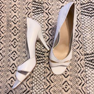 Nine West White Peep Toe Heels